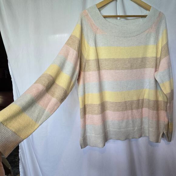 NWT Chaps Pastel Stripe Knit Sweater Womens XL Soft Preppy Classic Multicolor - Picture 4 of 11